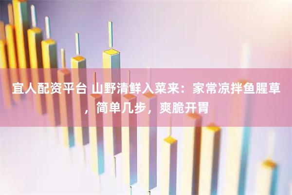 宜人配资平台 山野清鲜入菜来：家常凉拌鱼腥草，简单几步，爽脆开胃