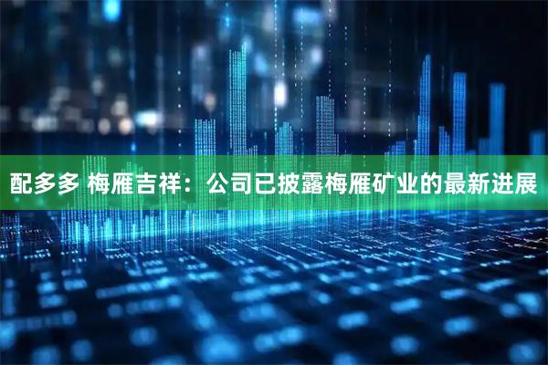 配多多 梅雁吉祥：公司已披露梅雁矿业的最新进展
